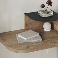 Κομοδίνο επιτοίχιο Luno Megapap με LED χρώμα sepet oak 40x30x16,2εκ.