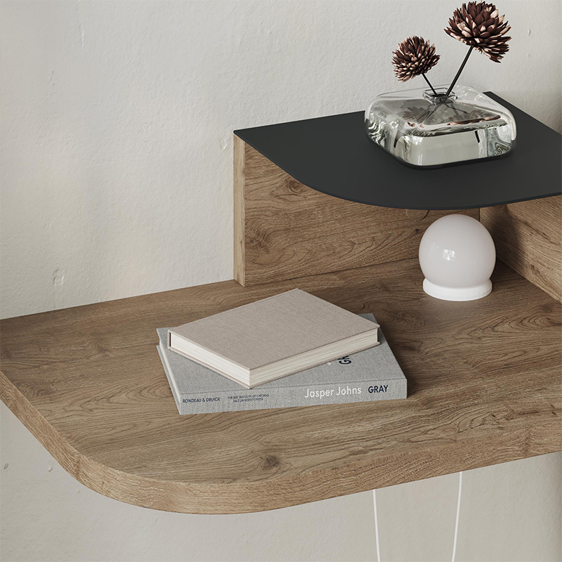 Κομοδίνο επιτοίχιο Luno Megapap με LED χρώμα sepet oak 40x30x16,2εκ.