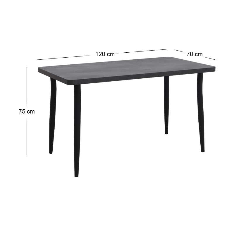 Τραπέζι Levico Megapap Mdf - μεταλλικό χρώμα σκούρο γκρι σκυροδέματος 120x70x75εκ.