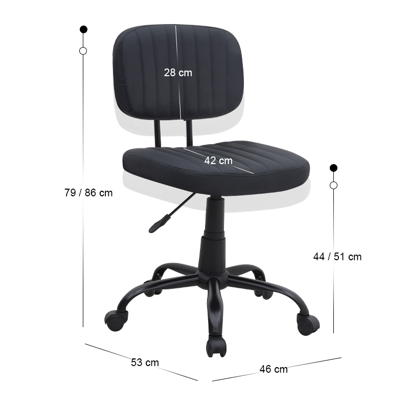 Καρέκλα γραφείου Romano Megapap από τεχνόδερμα χρώμα μαύρο 46x53x79/86εκ.