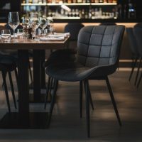 Καρέκλα τραπεζαρίας Chiara Megapap ανθρακί ύφασμα - μεταλλικό μαύρο πόδι 48x58x81εκ.