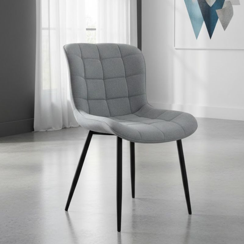 Καρέκλα τραπεζαρίας Chiara Megapap γκρι ύφασμα - μεταλλικό μαύρο πόδι 48x58x81εκ.