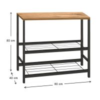 Τραπεζάκι βοηθητικό για φουρνάκι Mulligan Megapap μεταλλικό - μελαμίνης χρώμα μαύρο - pine oak 80x40x80εκ.