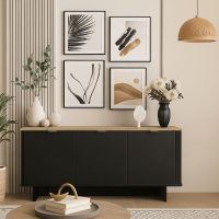 Μπουφές Bohema Megapap χρώμα μαύρο - sepet oak 180x47x76,6εκ.