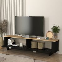 Έπιπλο τηλεόρασης Bohema Megapap χρώμα μαύρο - sepet oak 180x47x45,6εκ.