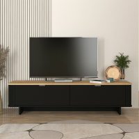 Έπιπλο τηλεόρασης Bohema Megapap χρώμα μαύρο - sepet oak 180x47x45,6εκ.