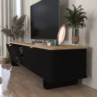 Έπιπλο τηλεόρασης Bohema Megapap χρώμα μαύρο - sepet oak 180x47x45,6εκ.