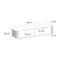 Έπιπλο τηλεόρασης Bohema Megapap χρώμα μαύρο - sepet oak 180x47x45,6εκ.