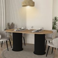 Τραπέζι Bohema Megapap χρώμα μαύρο - sepet oak 180x90x77,7εκ.