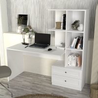 Γραφείο εργασίας Mantra Megapap χρώμα λευκό 150x60x152εκ.