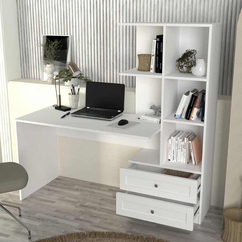 Γραφείο εργασίας Mantra Megapap χρώμα λευκό 150x60x152εκ.