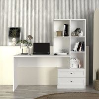 Γραφείο εργασίας Mantra Megapap χρώμα λευκό 150x60x152εκ.