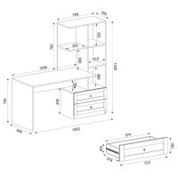 Γραφείο εργασίας Mantra Megapap χρώμα λευκό 150x60x152εκ.
