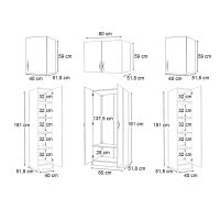 Ντουλάπα ρούχων Vivian Megapap τετράφυλλη με πατάρι χρώμα καρυδί 160x51,8x240εκ.