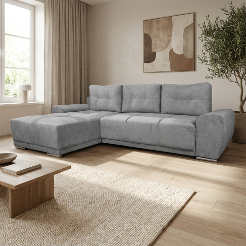 Havana-M Γωνιακός καναπές κρεβάτι με αποθηκευτικό χώρο 270x181x89εκ. Γκρι Ανοιχτό Αριστερή Γωνία