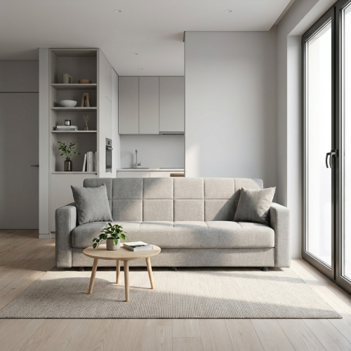 Sebastian καναπές κρεβάτι με αποθηκευτικό χώρο 210x78εκ. Γκρι ανοιχτό