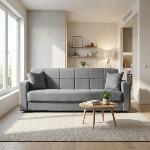 Sebastian καναπές κρεβάτι με αποθηκευτικό χώρο 210x78εκ. Γκρι