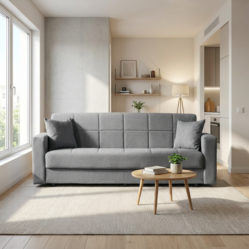 Sebastian καναπές κρεβάτι με αποθηκευτικό χώρο 210x78εκ. Γκρι