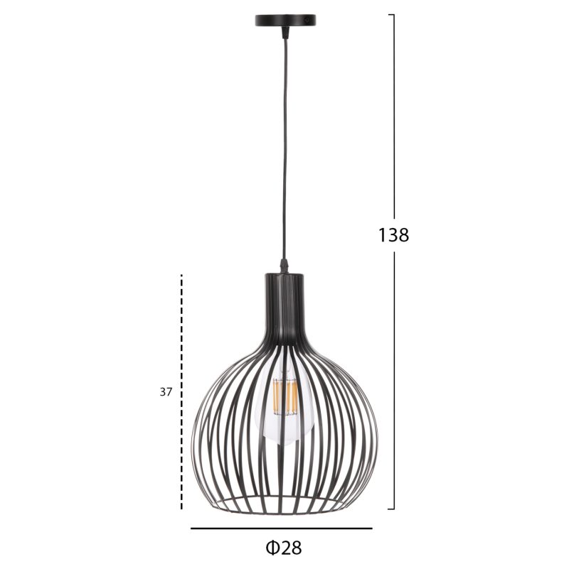 ΦΩΤΙΣΤΙΚΟ ΟΡΟΦΗΣ ΚΡΕΜΑΣΤΟ HM4164 ΜΑΥΡΟ ΜΕΤΑΛΛΙΚΟ ΚΑΠΕΛΟ Φ28x138Υεκ.