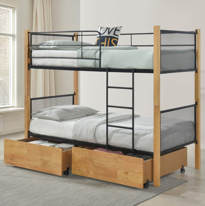 ΚΡΕΒΑΤΙ ΚΟΥΚΕΤΑ ΜΕ 2 ΕΠΙΔΑΠΕΔΙΑ ΣΥΡΤΑΡΙΑ RAYVEN HM21119.02 ΞΥΛΟ-ΜΕΤΑΛΛΟ-ΓΙΑ ΣΤΡΩΜΑΤΑ  90x190εκ