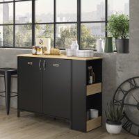 Manchester τραπέζι ψηλό bar / κονσόλα 115x45x93εκ. ( 94x136x93εκ. )  Helvezia Oak / Black