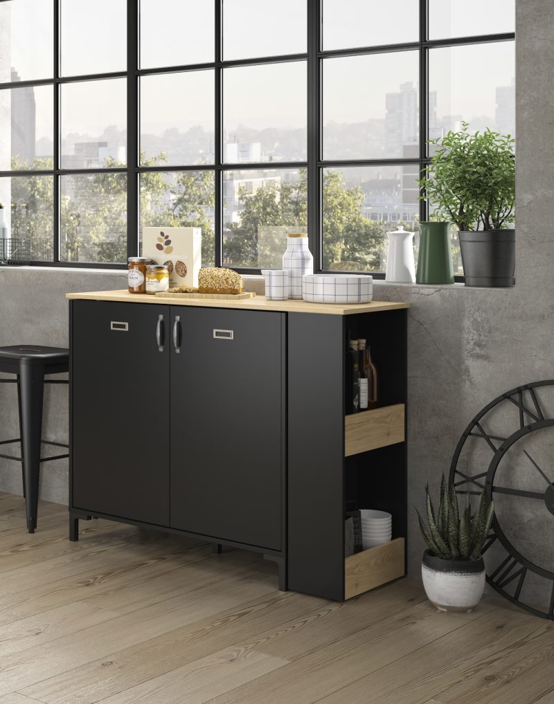 Manchester τραπέζι ψηλό bar / κονσόλα 115x45x93εκ. ( 94x136x93εκ. )  Helvezia Oak / Black