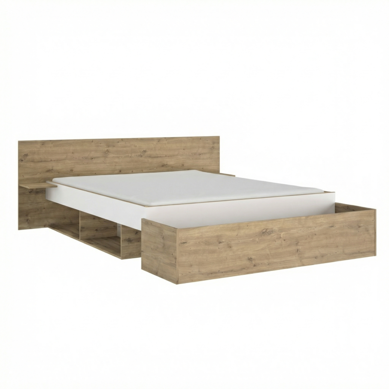 Anis κρεβάτι διπλό με αποθηκευτικούς χώρους 205x215x80εκ.  ( για στρώμα 160x200εκ. ) Artisan Oak / Λευκό
