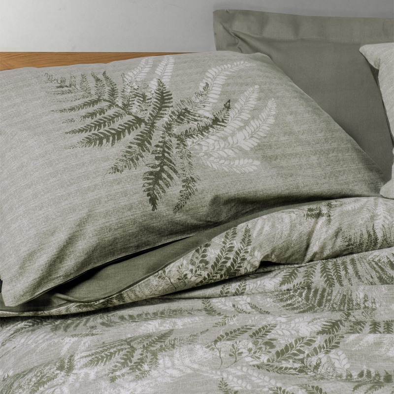 129CTN4491-1 Σετ παπλωματοθήκη Frond Cotton Box 4 τμχ Διπλή (200x220) χρώμα χακί