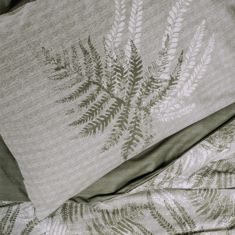 129CTN4491-2 Σετ παπλωματοθήκη Frond Cotton Box 4 τμχ Διπλή (200x220) χρώμα χακί