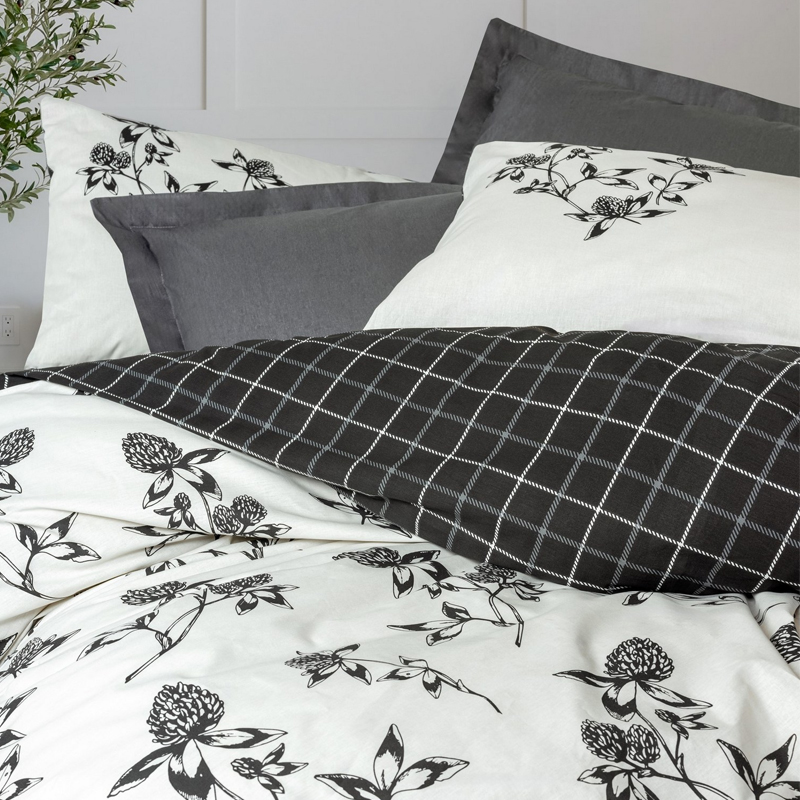 129CTN4832-1 Σετ παπλωματοθήκη Ohia Cotton Box 4 τμχ Διπλή (200x220) χρώμα ανθρακί