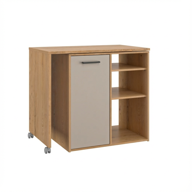 Alpaga έπιπλο κουζίνας με επεκτεινόμενο πάγκο και χώρους αποθήκευσης 156x60x88/85εκ. Silva Oak / Greige