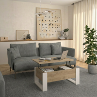 Denver τραπεζάκι σαλονιού με σερβιτόρο 90x52x40/52εκ. Blond Oak /  Λευκό