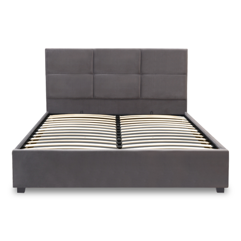 Κρεβάτι Kingston Megapap βελούδινο με αποθηκευτικό χώρο χρώμα ανθρακί 160x200εκ.
