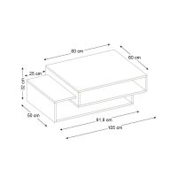 Τραπεζάκι σαλονιού Tab Megapap χρώμα λευκό - καρυδί 105x60x32εκ.