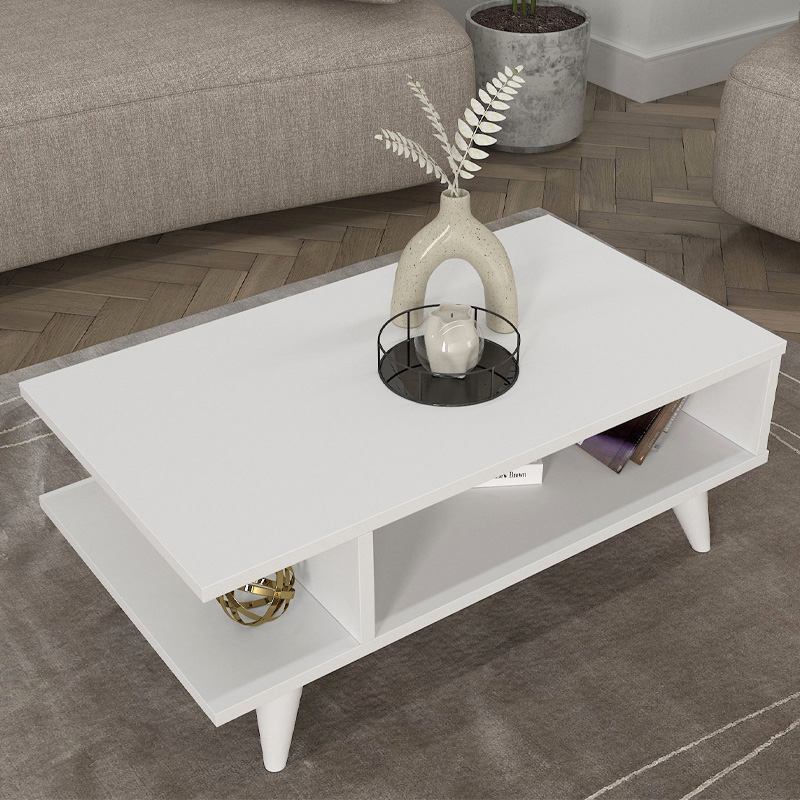 Τραπεζάκι σαλονιού Titus Megapap χρώμα λευκό 80x45x30εκ.