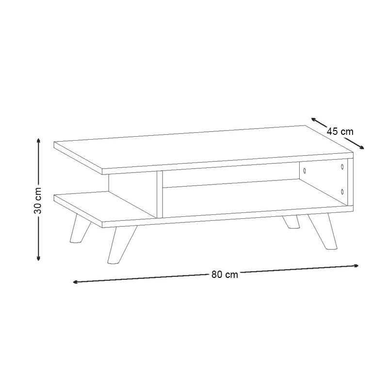 Τραπεζάκι σαλονιού Titus Megapap χρώμα λευκό 80x45x30εκ.