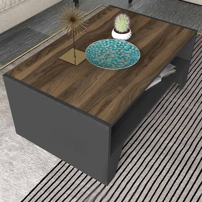 GP042-01921-2 Τραπεζάκι σαλονιού Chester Megapap χρώμα ανθρακί - καρυδί 93,6x60x40εκ.