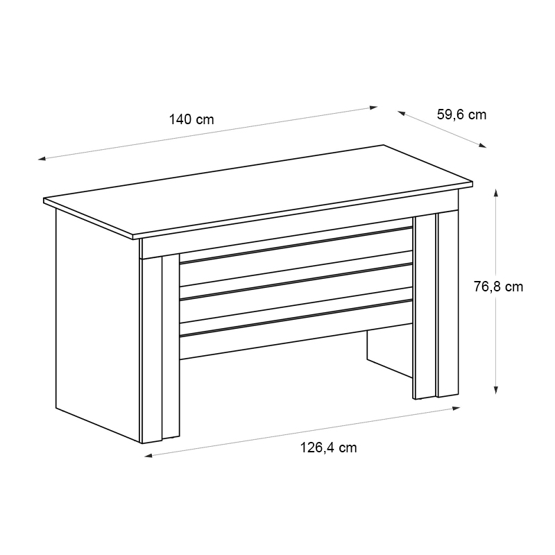 Γραφείο εργασίας Epito Megapap χρώμα ανθρακί - sepet oak 140x59,6x76,8εκ.
