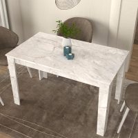 GP042-03555-1 Τραπέζι Darlen Megapap χρώμα λευκό εφέ μαρμάρου 125x72x74εκ.