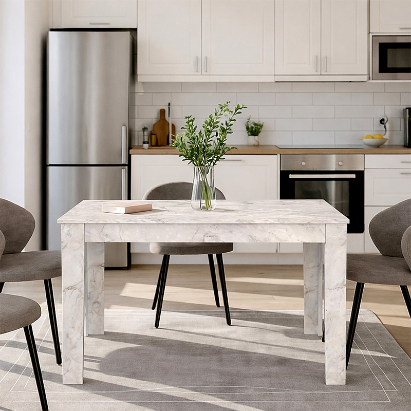 GP042-03555-2 Τραπέζι Darlen Megapap χρώμα λευκό εφέ μαρμάρου 125x72x74εκ.