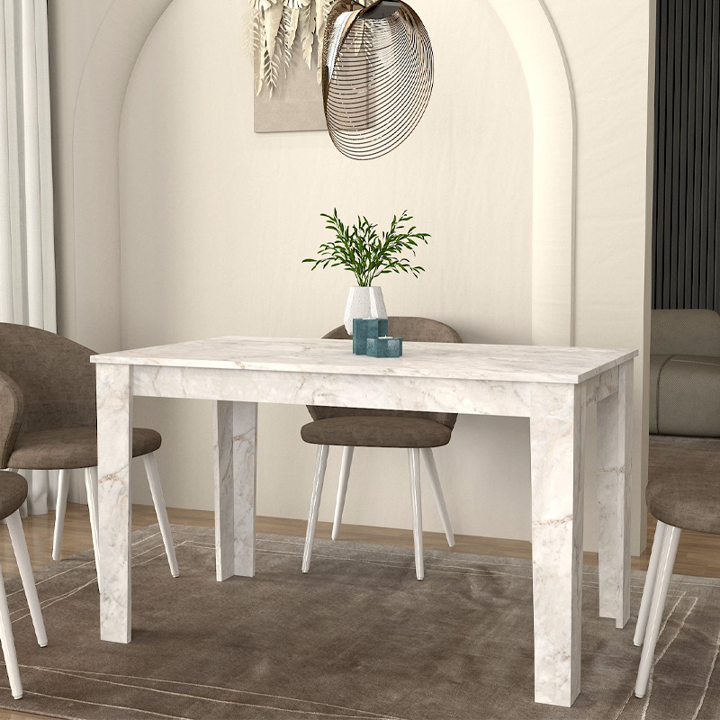 GP042-03555-3 Τραπέζι Darlen Megapap χρώμα λευκό εφέ μαρμάρου 125x72x74εκ.