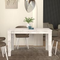 GP042-03555-4 Τραπέζι Darlen Megapap χρώμα λευκό εφέ μαρμάρου 125x72x74εκ.