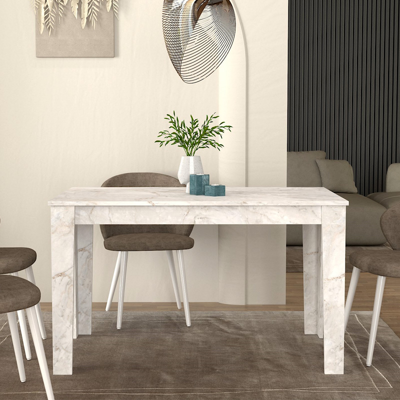 GP042-03555-4 Τραπέζι Darlen Megapap χρώμα λευκό εφέ μαρμάρου 125x72x74εκ.