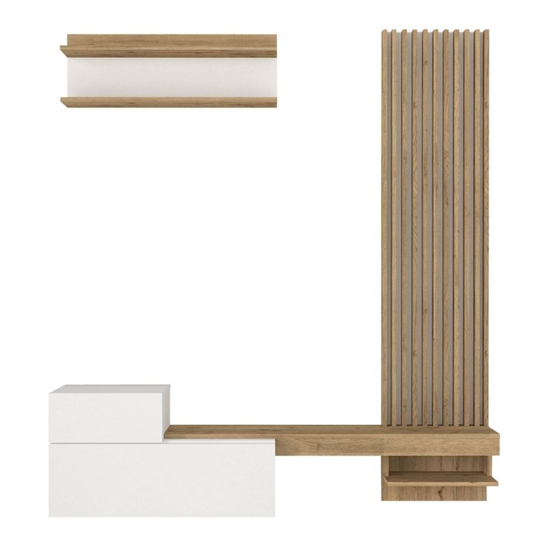 Σύνθεση τηλεόρασης Dumont Megapap χρώμα λευκό - sepet oak 180x36,8x200εκ.