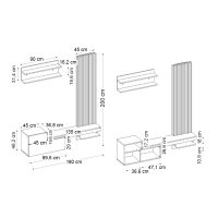 Σύνθεση τηλεόρασης Dumont Megapap χρώμα λευκό - sepet oak 180x36,8x200εκ.