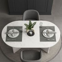 GP042-03672-1 Τραπέζι Cortado Megapap χρώμα λευκό εφέ μαρμάρου 138x80x75εκ.