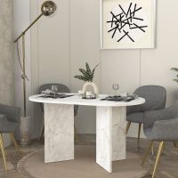 GP042-03672-3 Τραπέζι Cortado Megapap χρώμα λευκό εφέ μαρμάρου 138x80x75εκ.