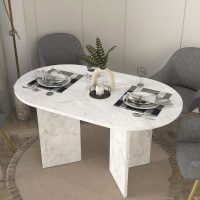 GP042-03672-4 Τραπέζι Cortado Megapap χρώμα λευκό εφέ μαρμάρου 138x80x75εκ.