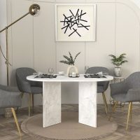 GP042-03672-5 Τραπέζι Cortado Megapap χρώμα λευκό εφέ μαρμάρου 138x80x75εκ.