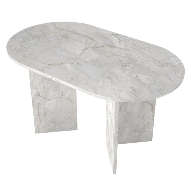 GP042-03672-8 Τραπέζι Cortado Megapap χρώμα λευκό εφέ μαρμάρου 138x80x75εκ.